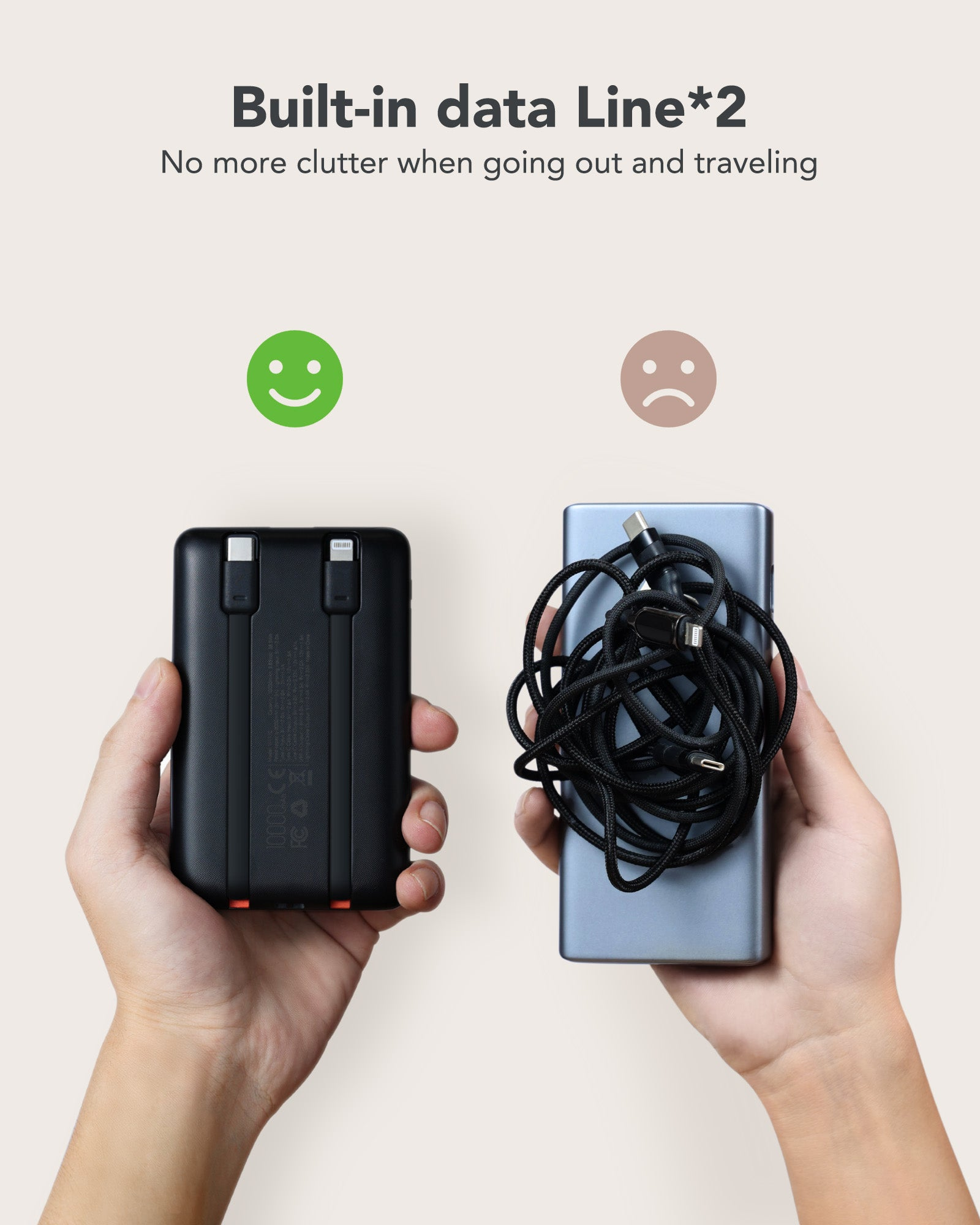 VEGER POWER C11 10000mAh 自帶PD充電線 可攜式移動電源 powerbank < Lightning + Type C >