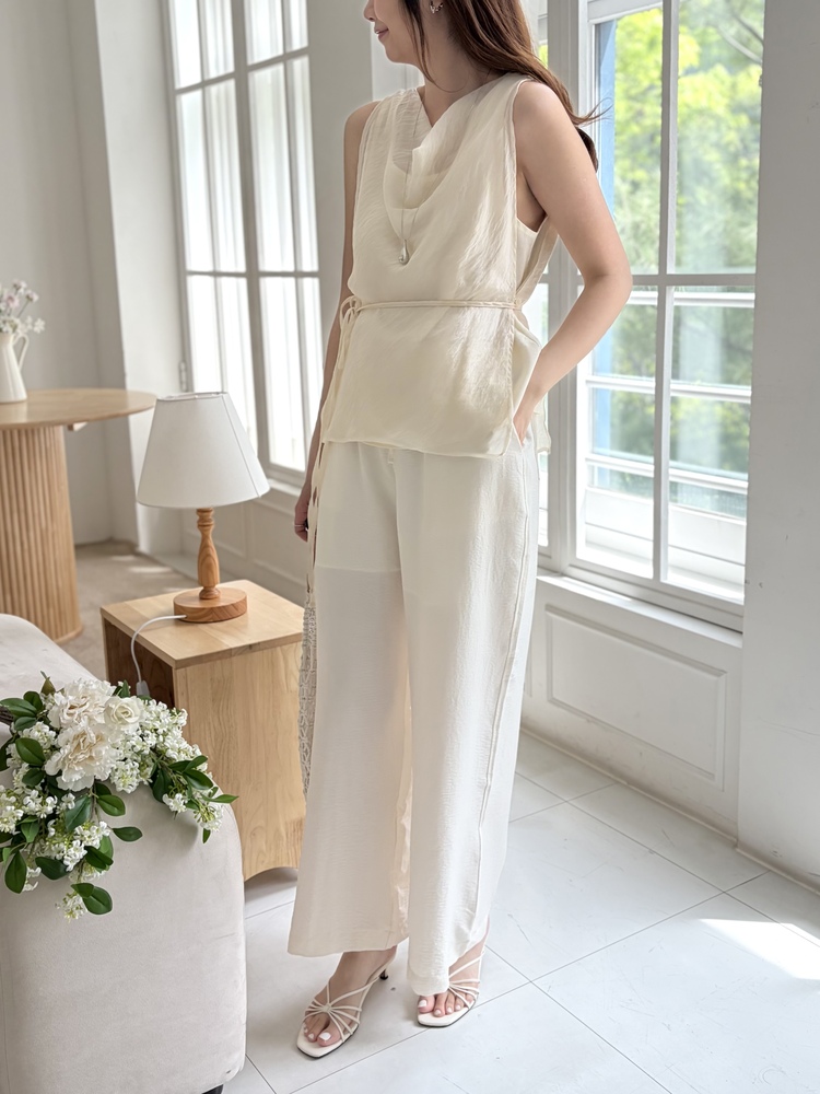 The Airy Elastic Pants (Cream)