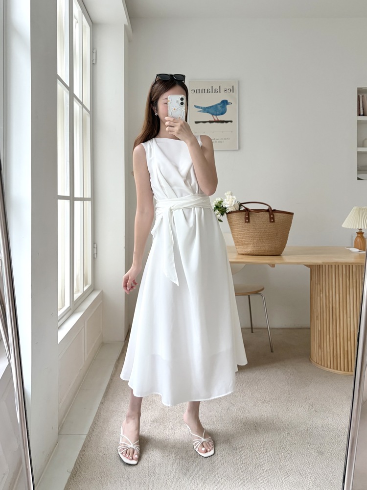 Athena Drape Dress (White)