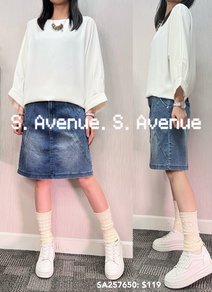 SA257650: 中袖淨色雪紡top