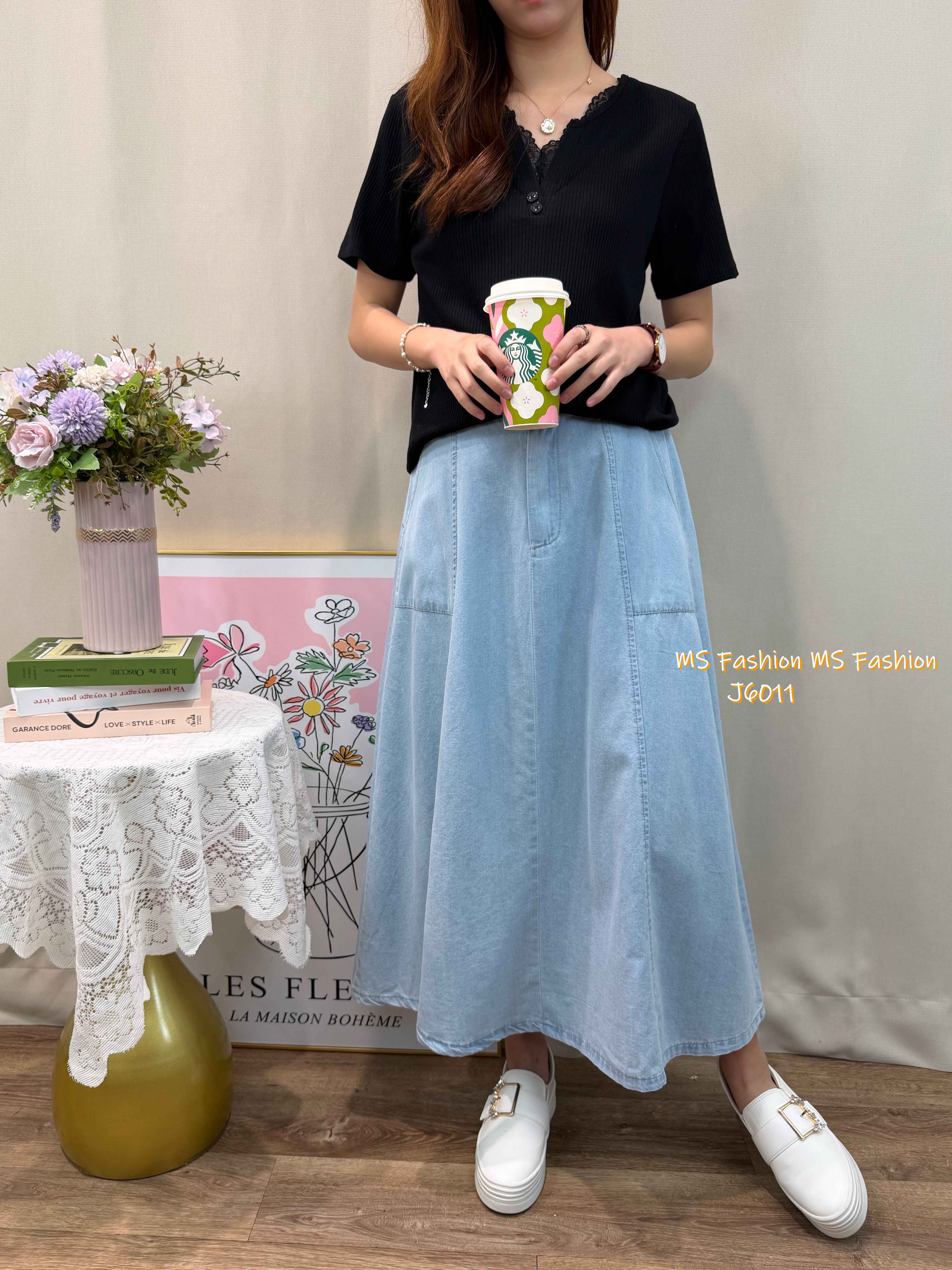 J6011 韓國🇰🇷中長款牛仔半裙