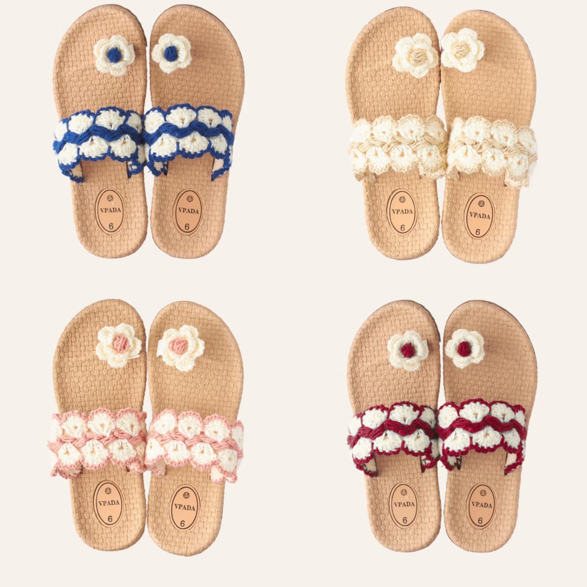 🇹🇭Vpada Sandals VP-C107 Crochet Collection 鉤織花花平底沙灘拖鞋｜手作感度假風👡🧶🌼