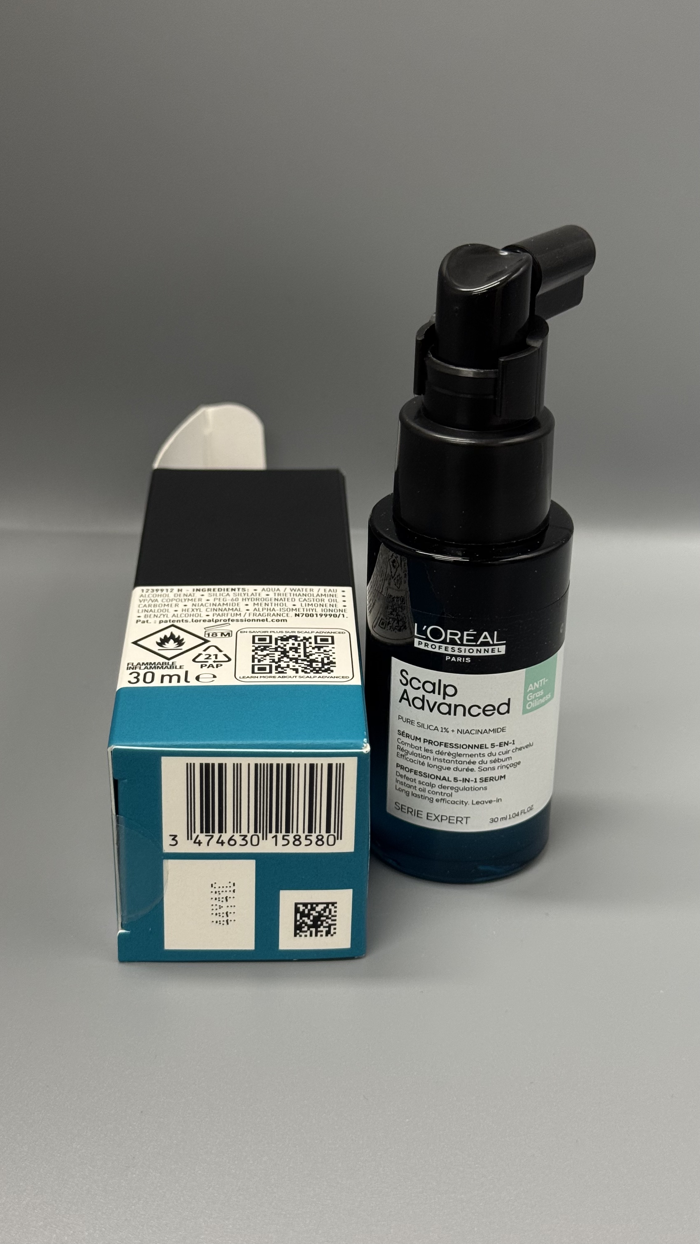 L’Oréal Professionnel Scalp Advanced Anti-Oiliness 5-in-1 Scalp Serum 30ml｜Leave-In Oil Control for Oily Scalp