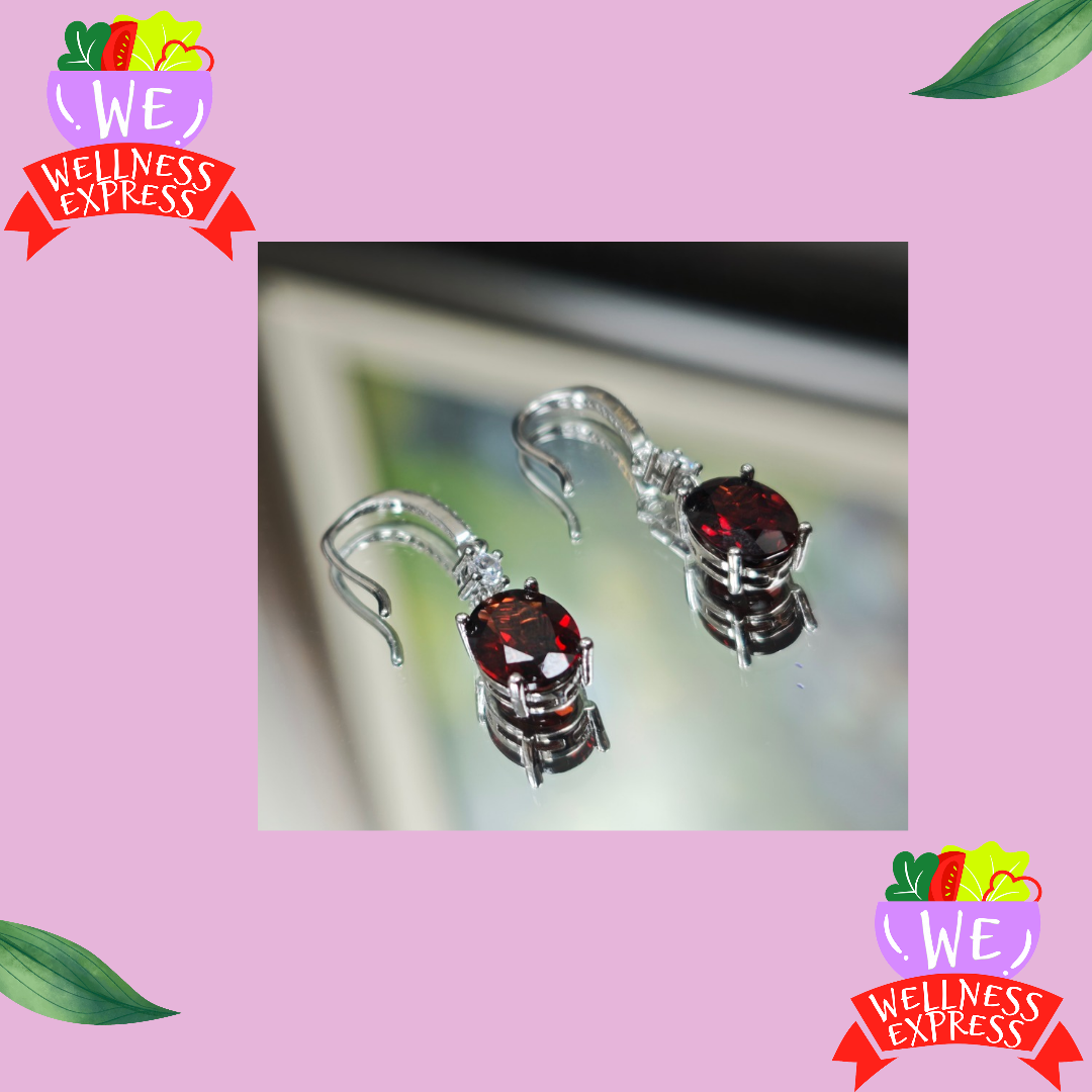 石榴石耳環 925銀/ Garnet ear rings 925silver