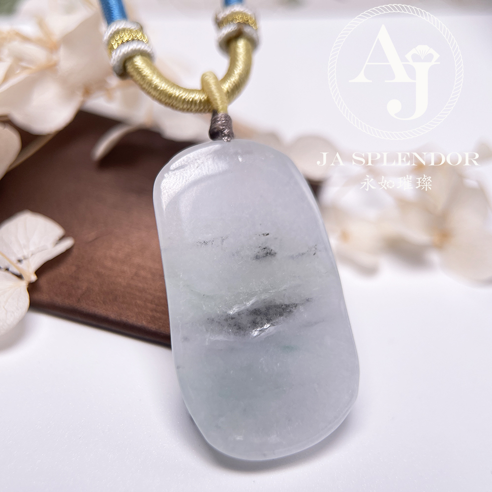 JNS-269 天然翡翠A玉  墨翠雲烟平安無事牌吊墜