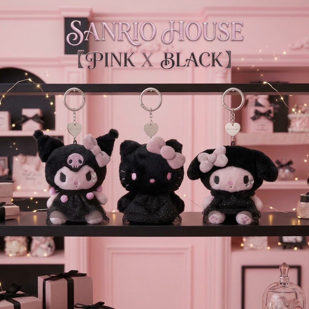 日本Sanrio House【PINK X BLACK】限定 公仔掛飾