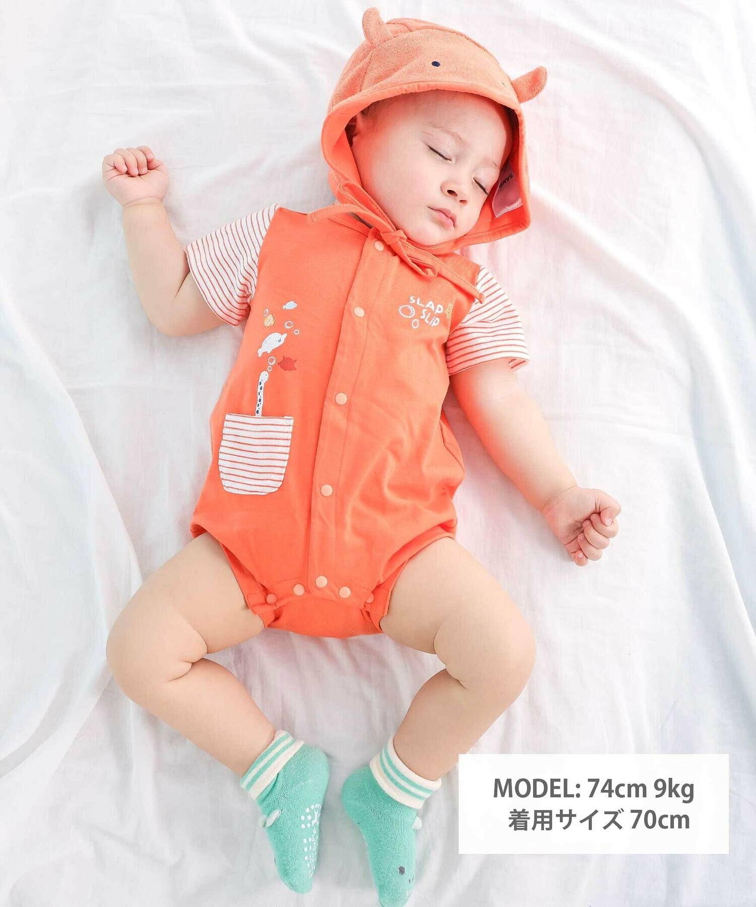 🇯🇵預訂 日本直送🇯🇵Slap Slip Baby兩色章魚海豹造型短袖包屁衣帽子套裝