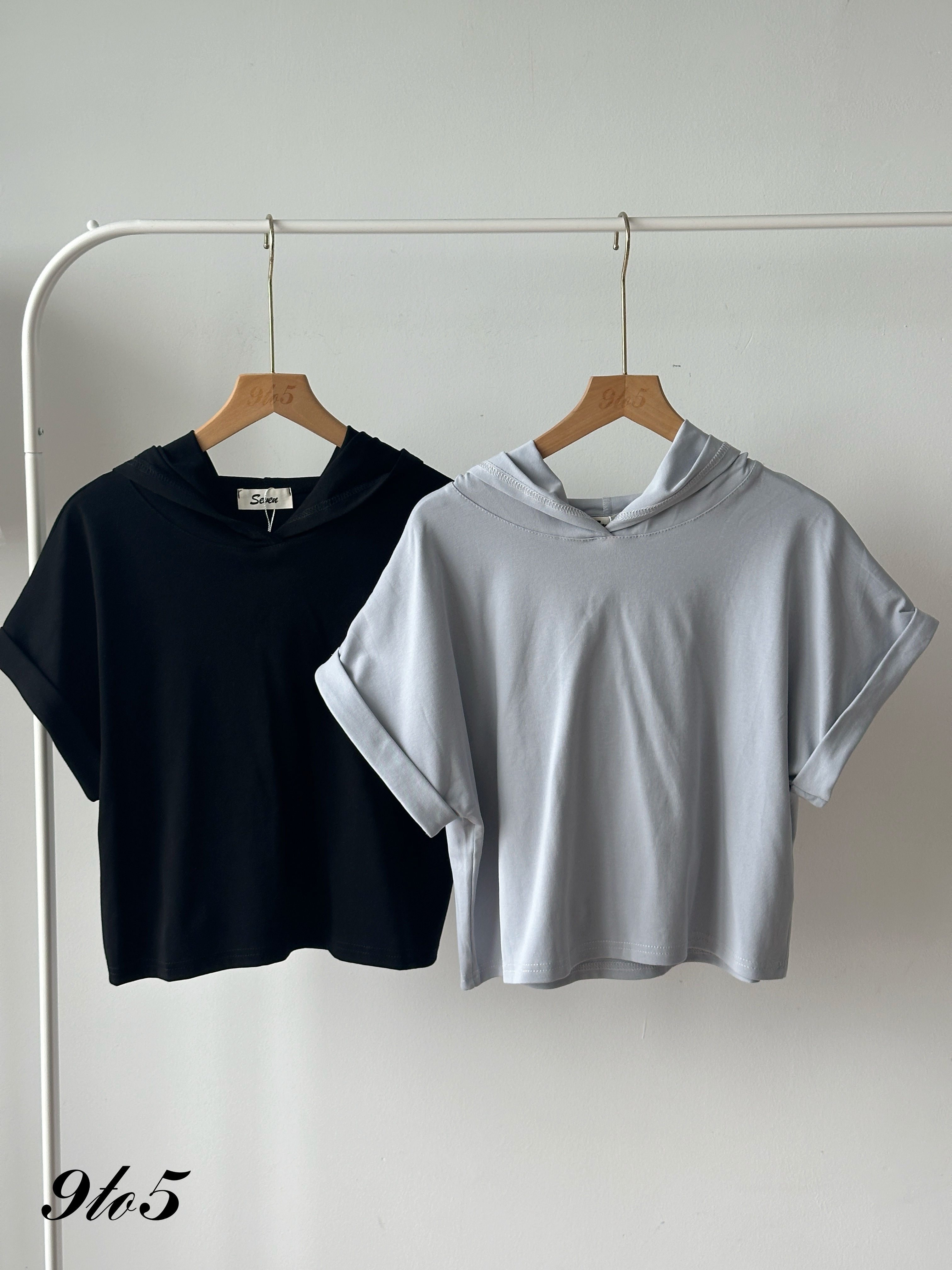 T4281 Short Sleeve Hoodie Top - 4 Colors 