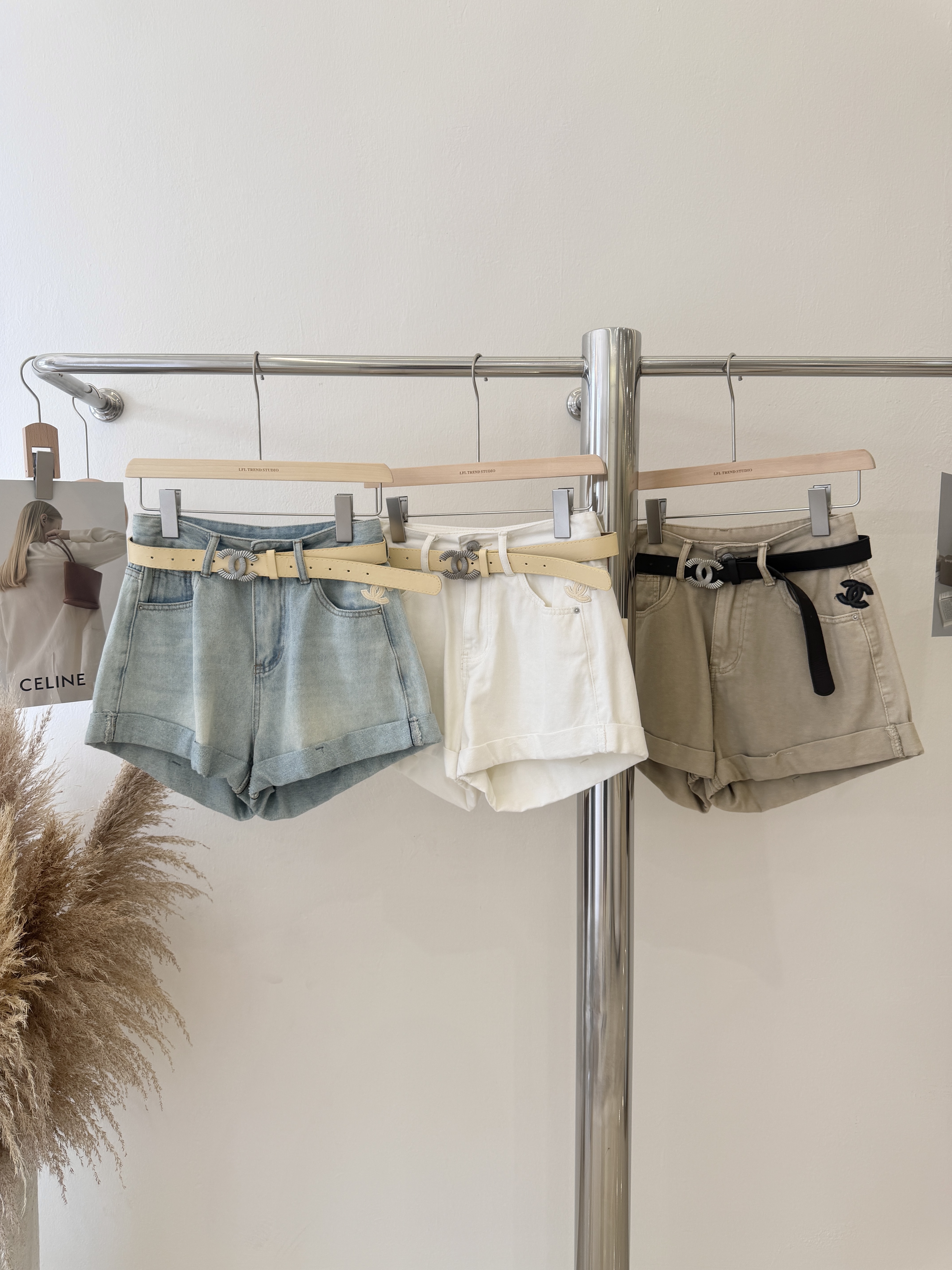 6012 爆款小香风高腰裤(送腰带)