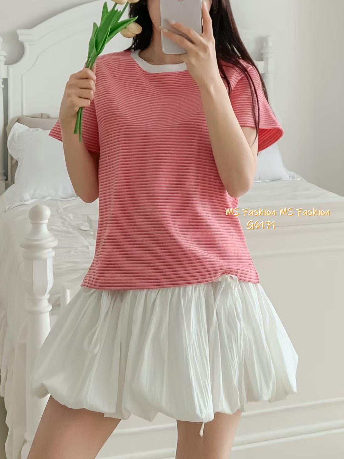  G6171 韓國🇰🇷拼色領橫間top