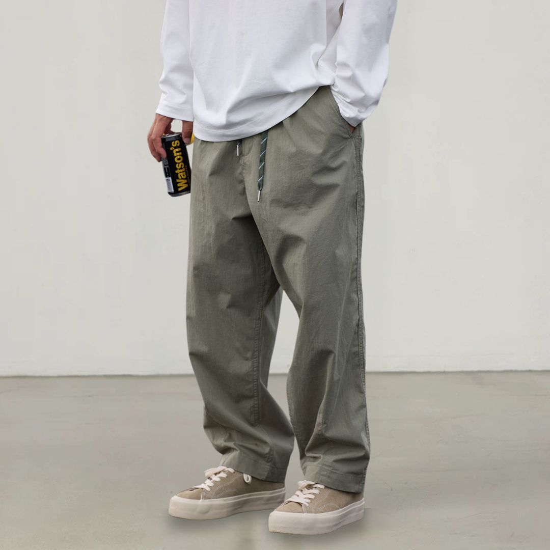 寬版格紋九分褲