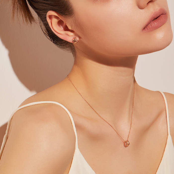 DIDIER DUBOT Dual DD 玫瑰金頸鏈 (JDRNR3S574S)