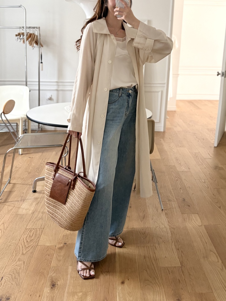 [薄!] Faded Wash Wide Leg Jeans