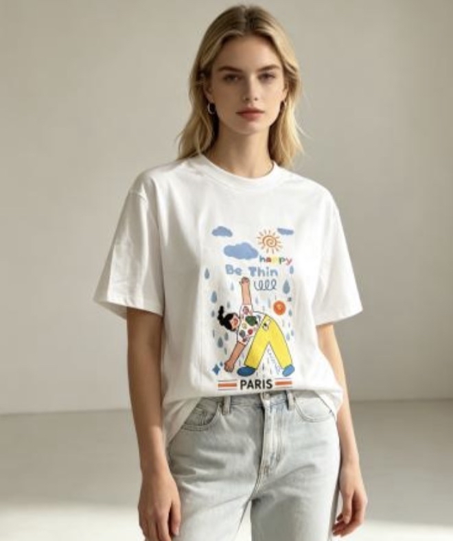 [訂購］M045 Happy Doodle Girl Graphic Tee
