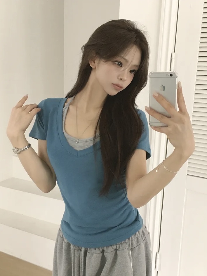 Halter Neck Layered V-Neck Top