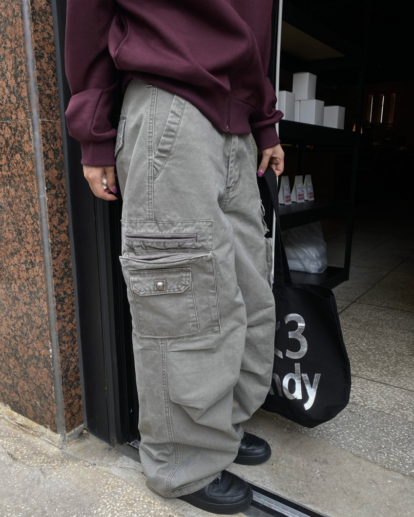 Cotton Wide-Leg Cargo Pants(Unisex)