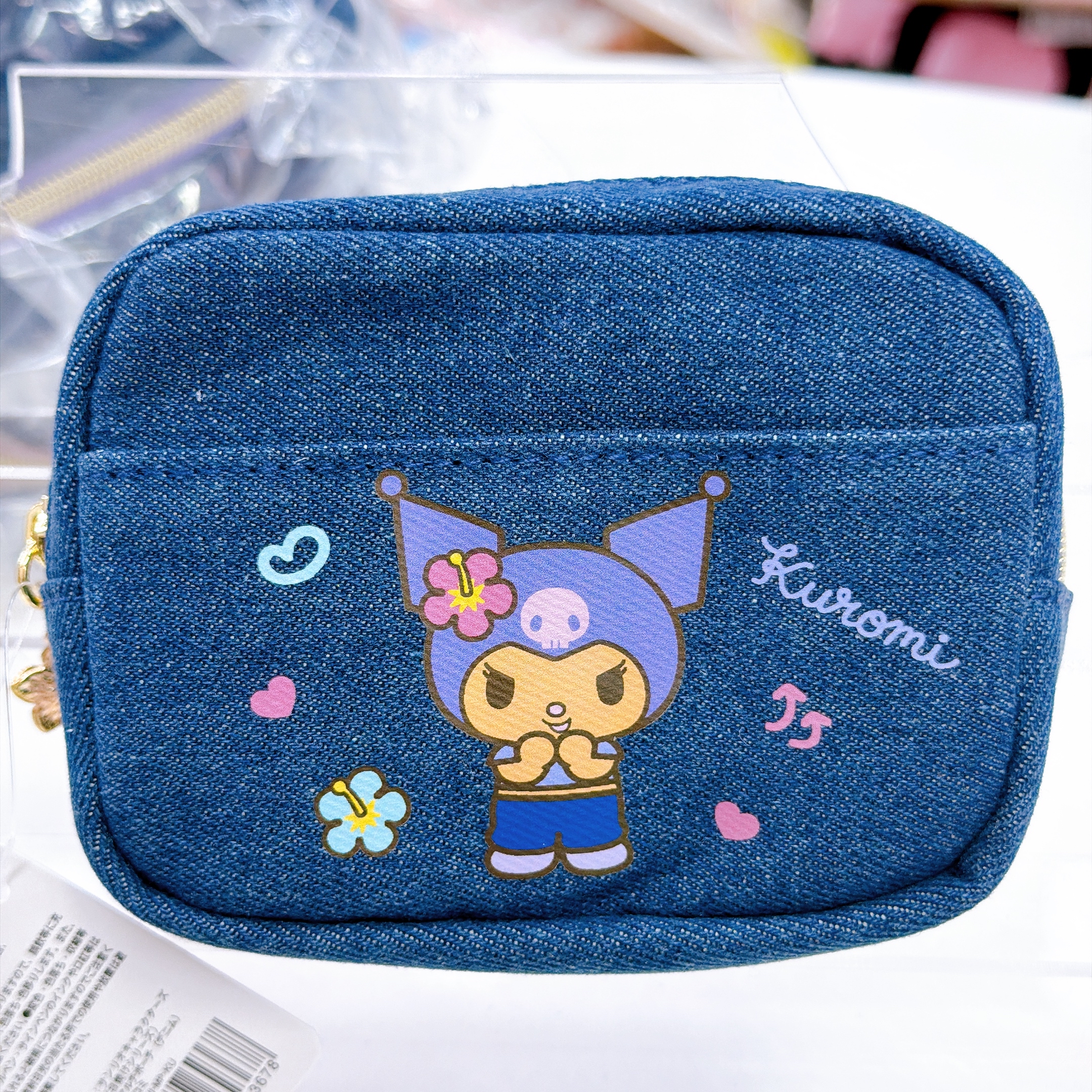 日本直送Sanrio 夏天黑皮泳裝系列 牛仔布迷你化妝袋