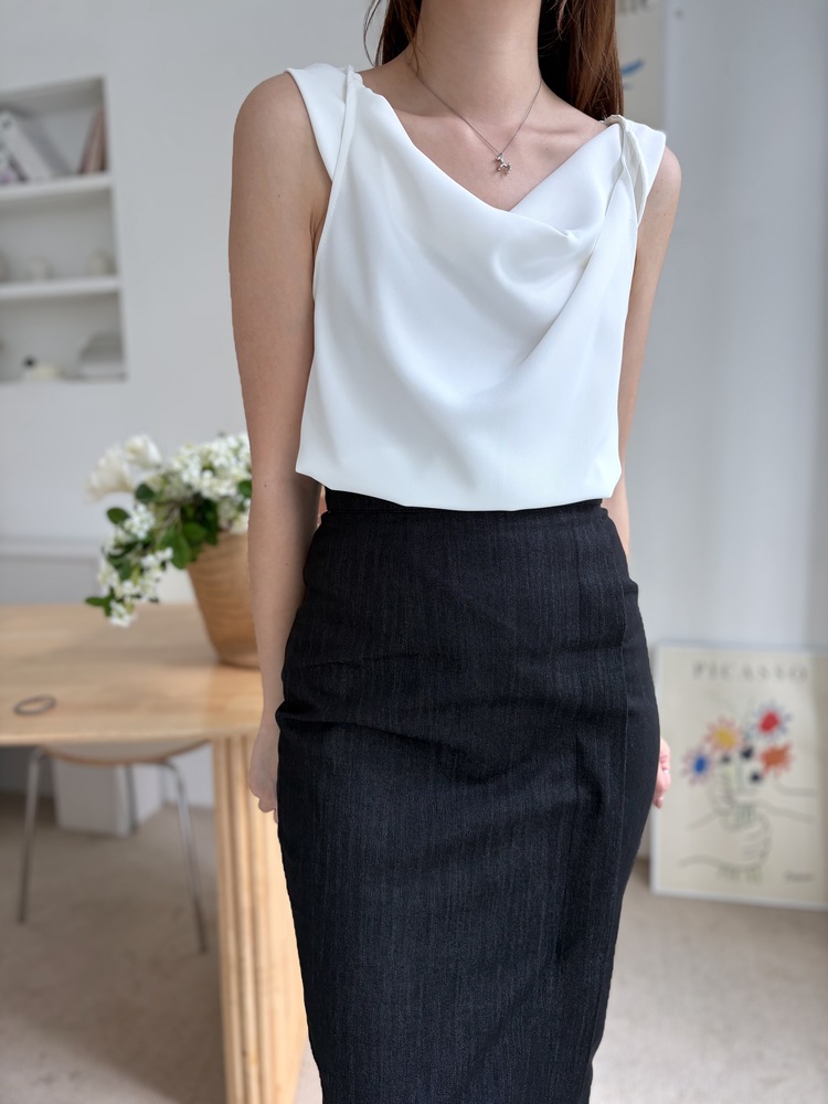 Twisted Strap Tank Top (White)