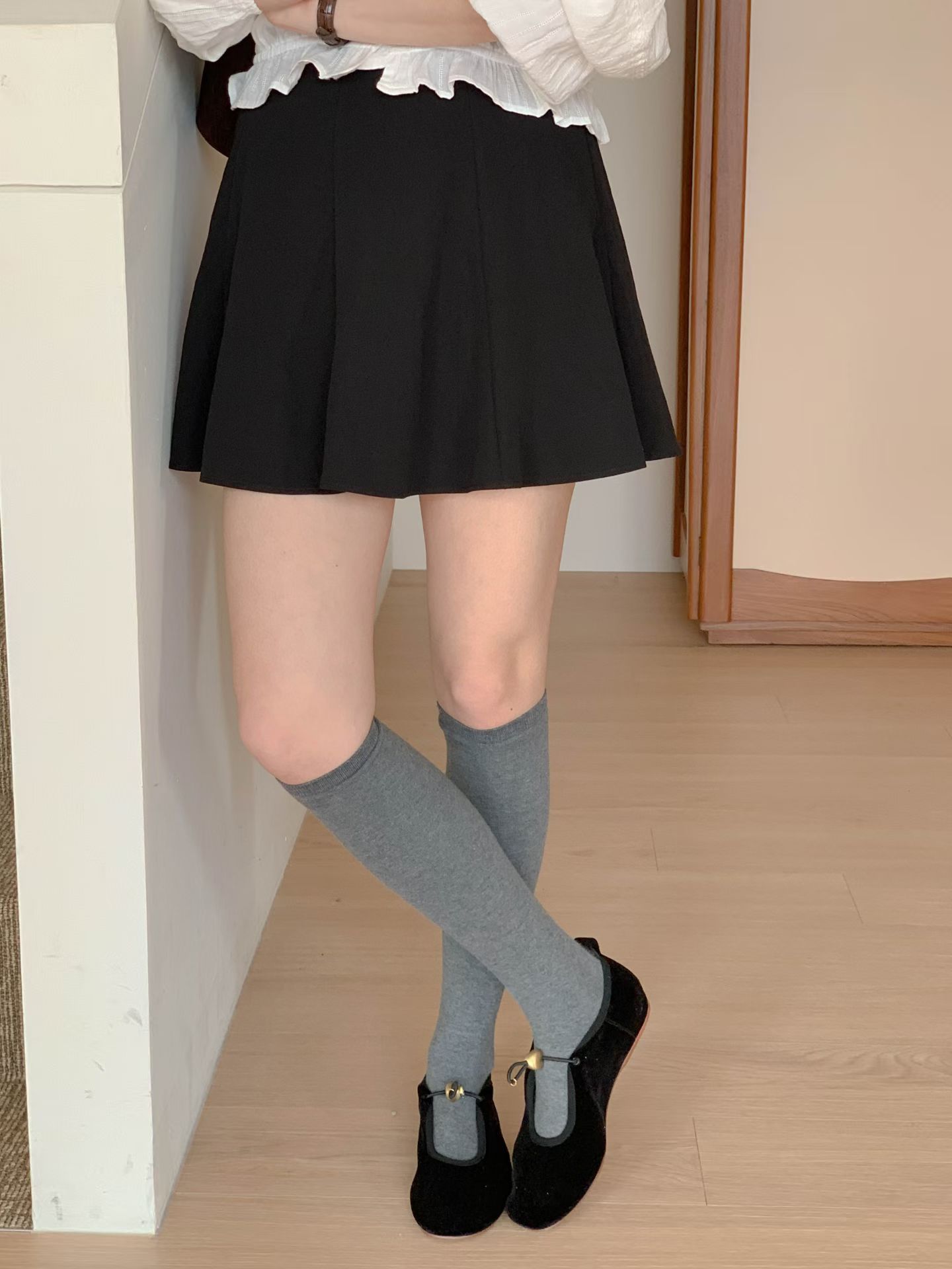 【百搭款式】高腰舒適微娟面短裙