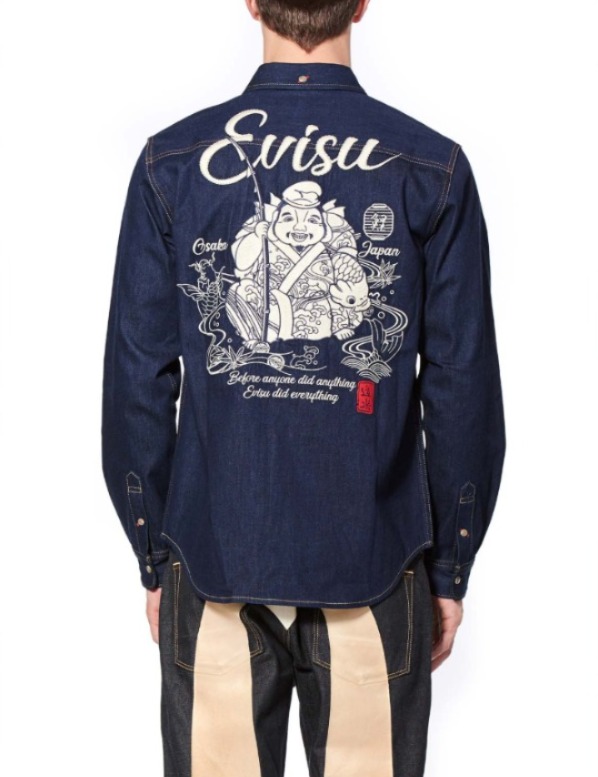 預訂 EVISU 福神釣魚翁刺繡牛仔襯衫 #96966
