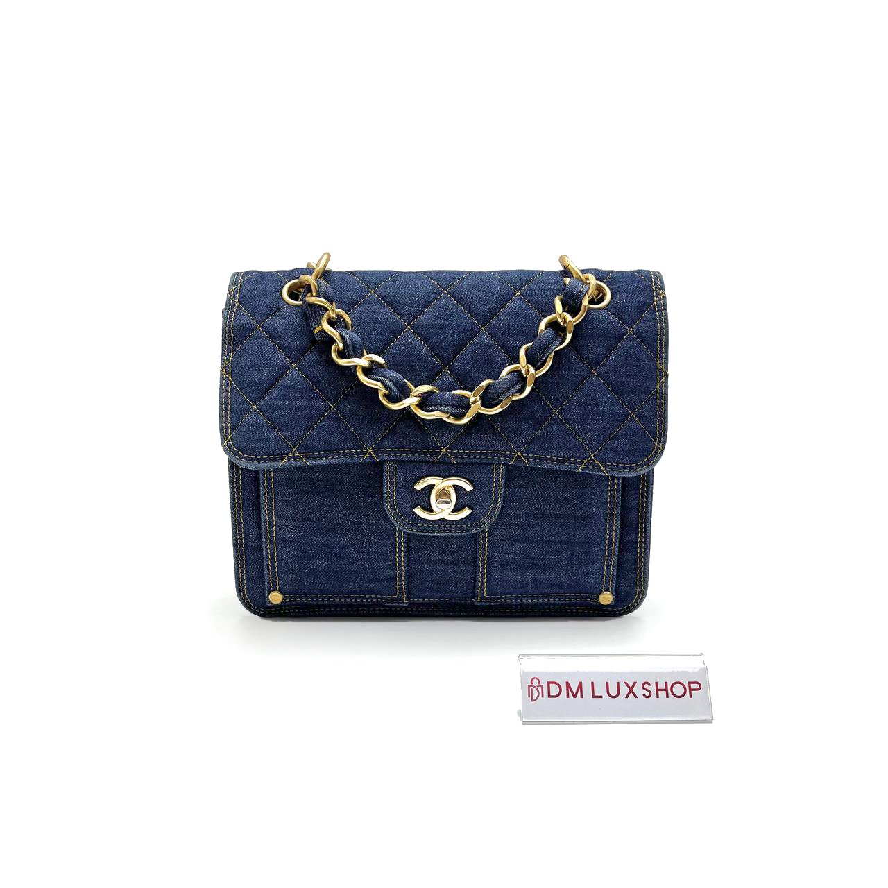 Chanel 23S Double You Blue Denim Backpack GHW (Microchip)