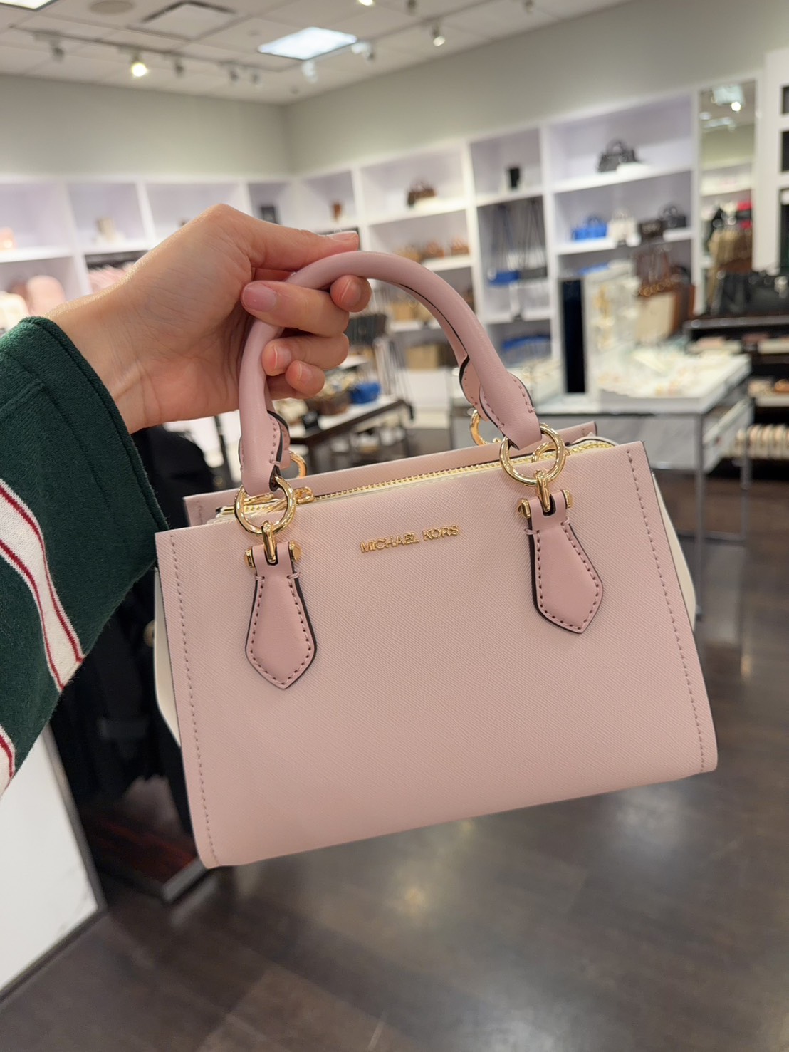 香港現貨-Michael Kors Outlet Marilyn Saffiano Leather Messenger Bag pink