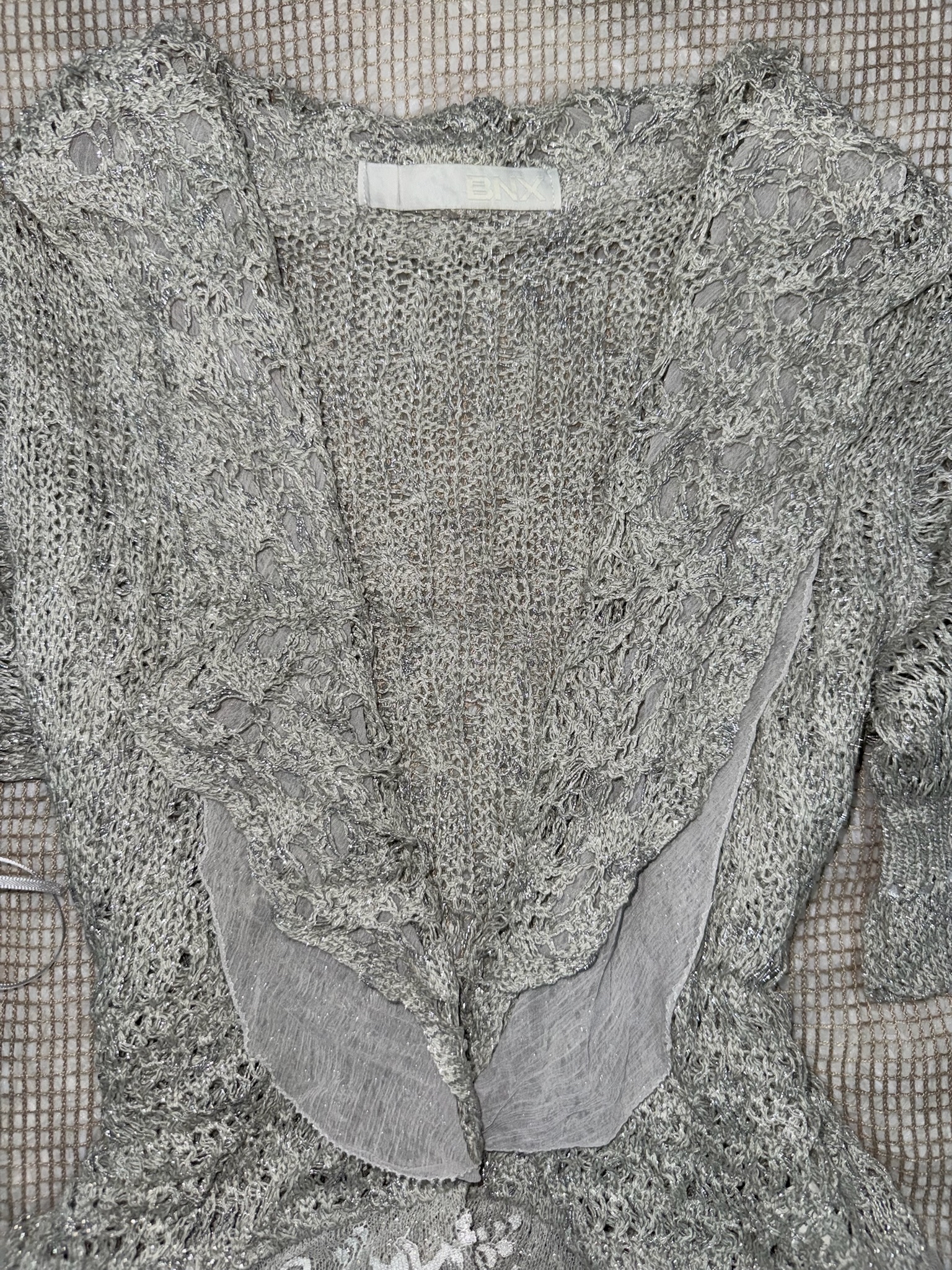 Vintage Mori Silver Ruffled Lace Bolero Shrug