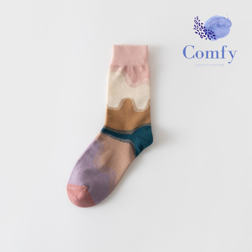 Comfy 莫蘭廸油畫中筒襪