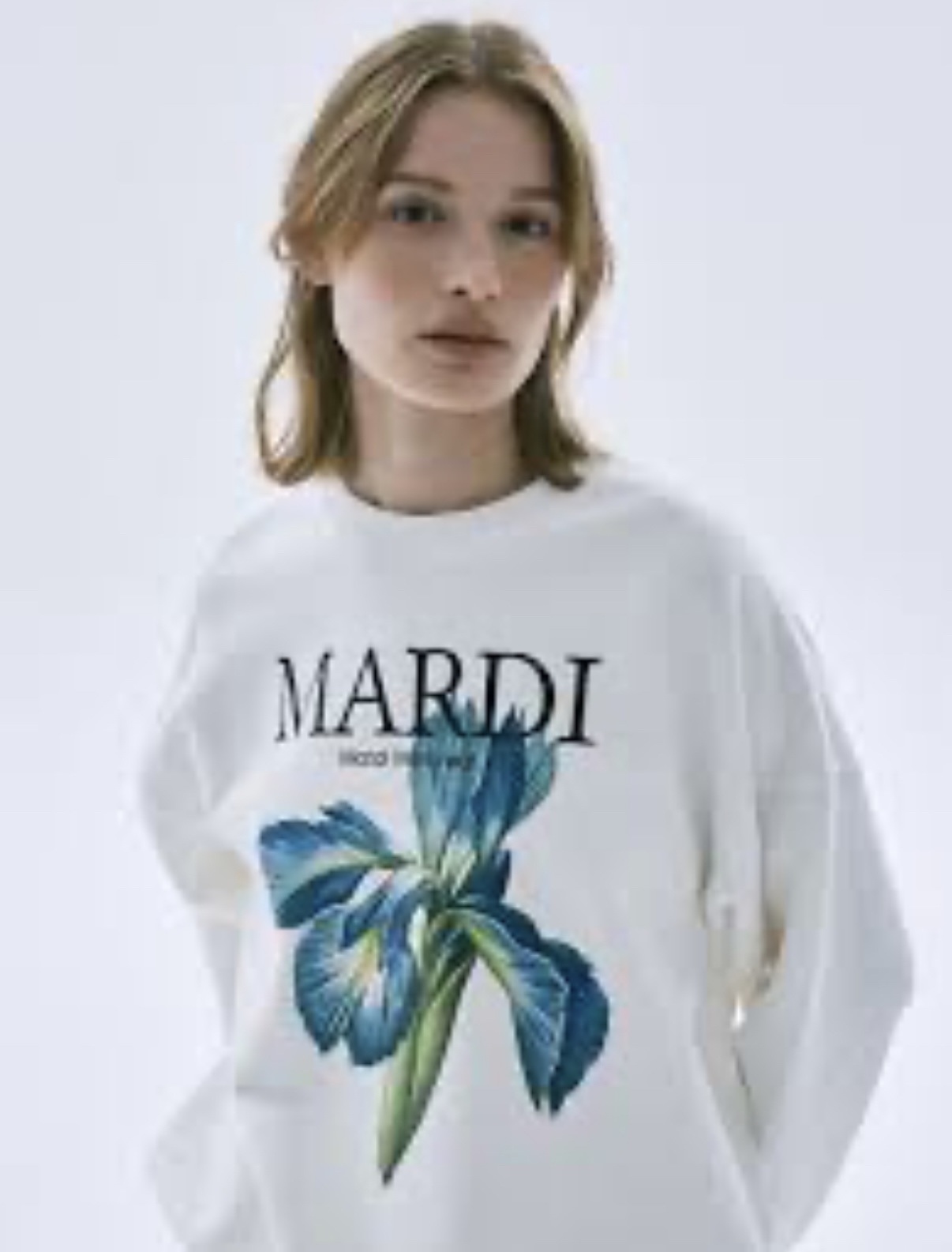 Mardi Mercredi藍色花卉圖案白色圍衣