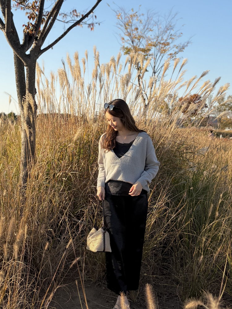Low-cut Alpaca Knit Sweater (Grey)