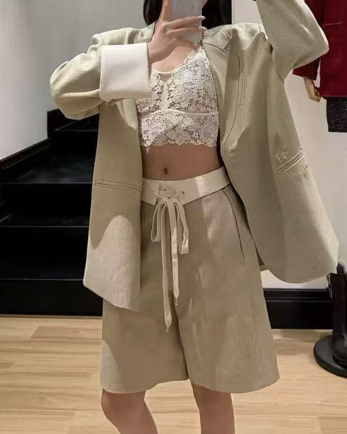 撞色托底lace bra top