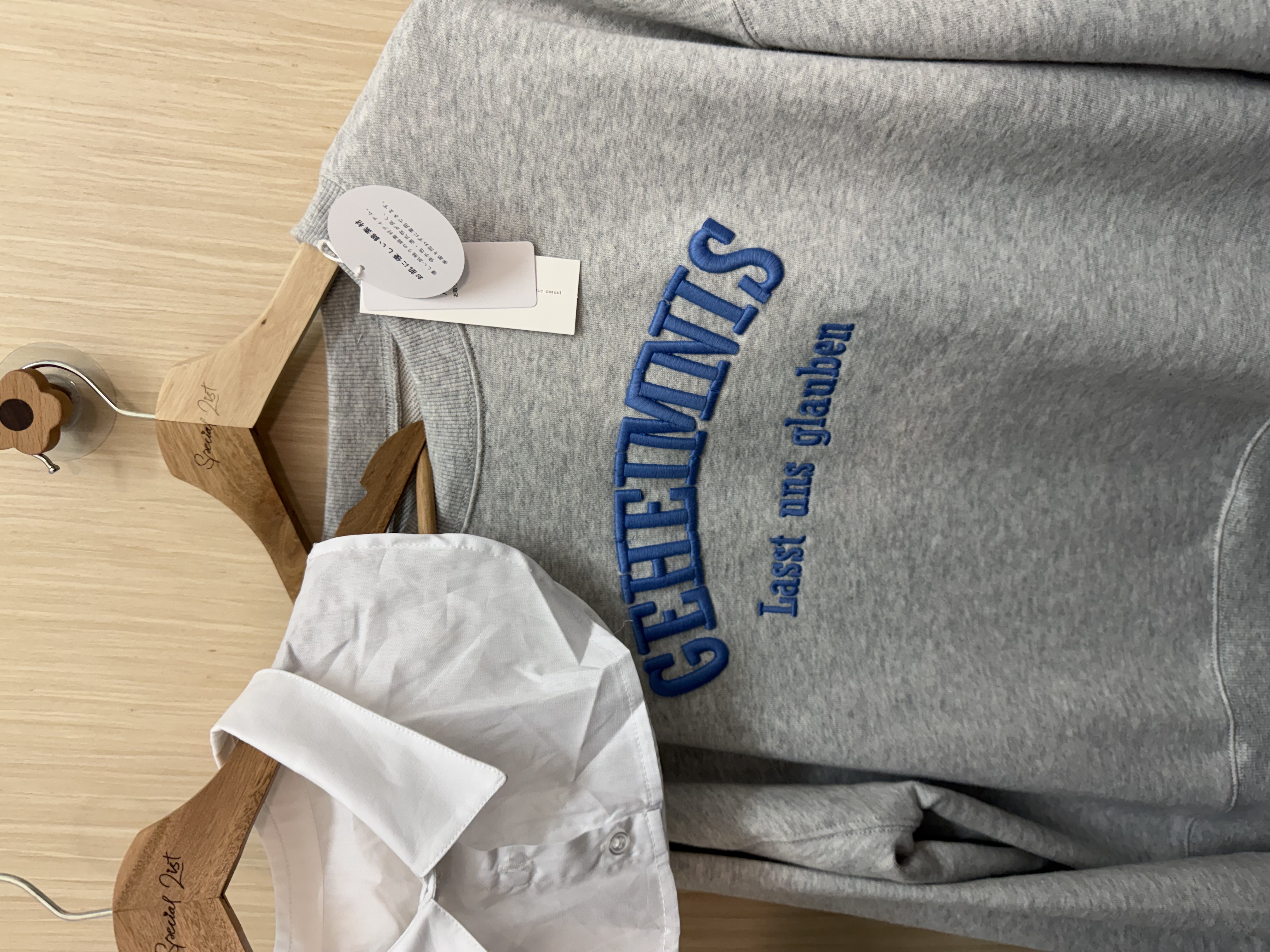 可拆領假兩件衛衣（淺灰色）