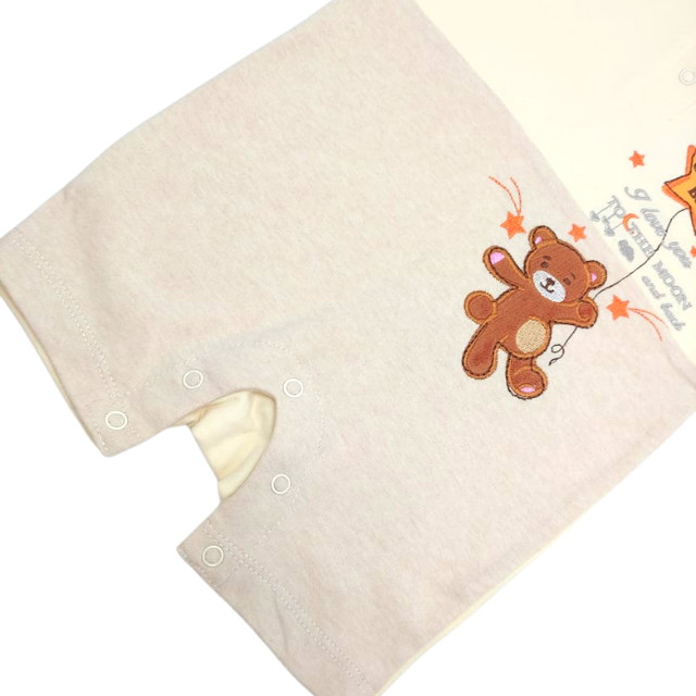 Trendyvalley Organic Cotton Baby Short Sleeve Short Pant Baby Romper With Hoodie (Bear)