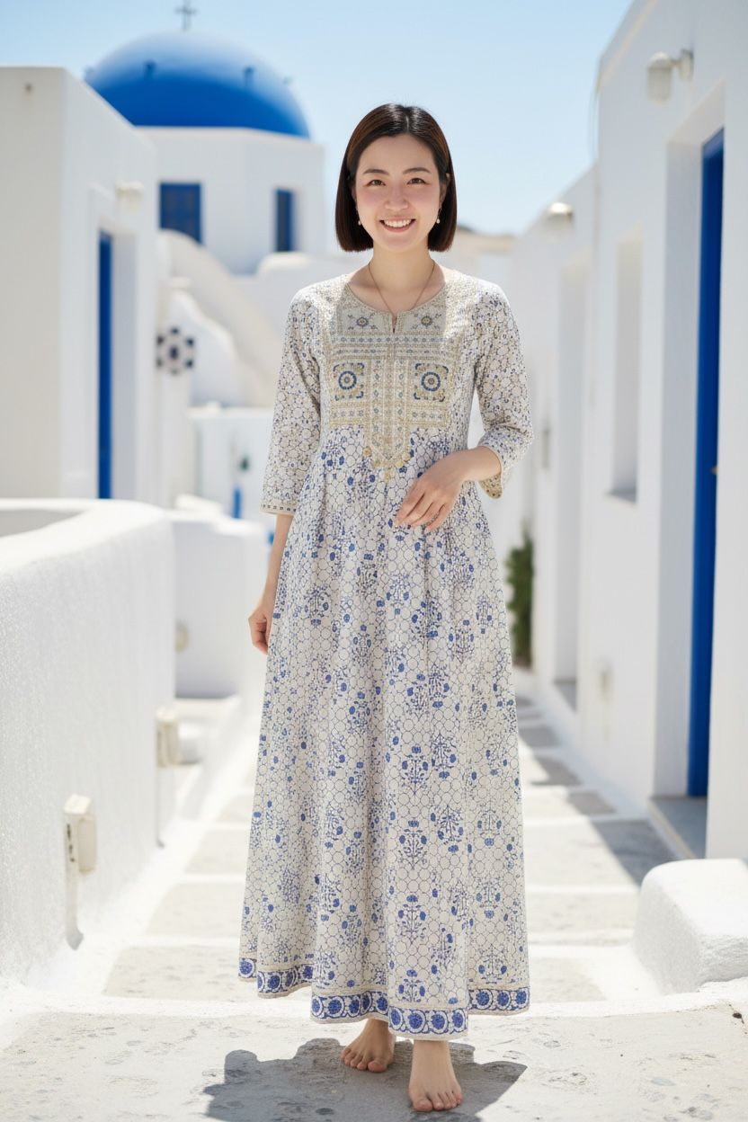 White Blue Heart-Neck 2-side OP 50" #1491