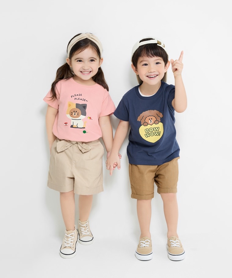 💚預訂 台灣直送💚Line Friend兩色人物動物印花親子款純棉短袖T恤