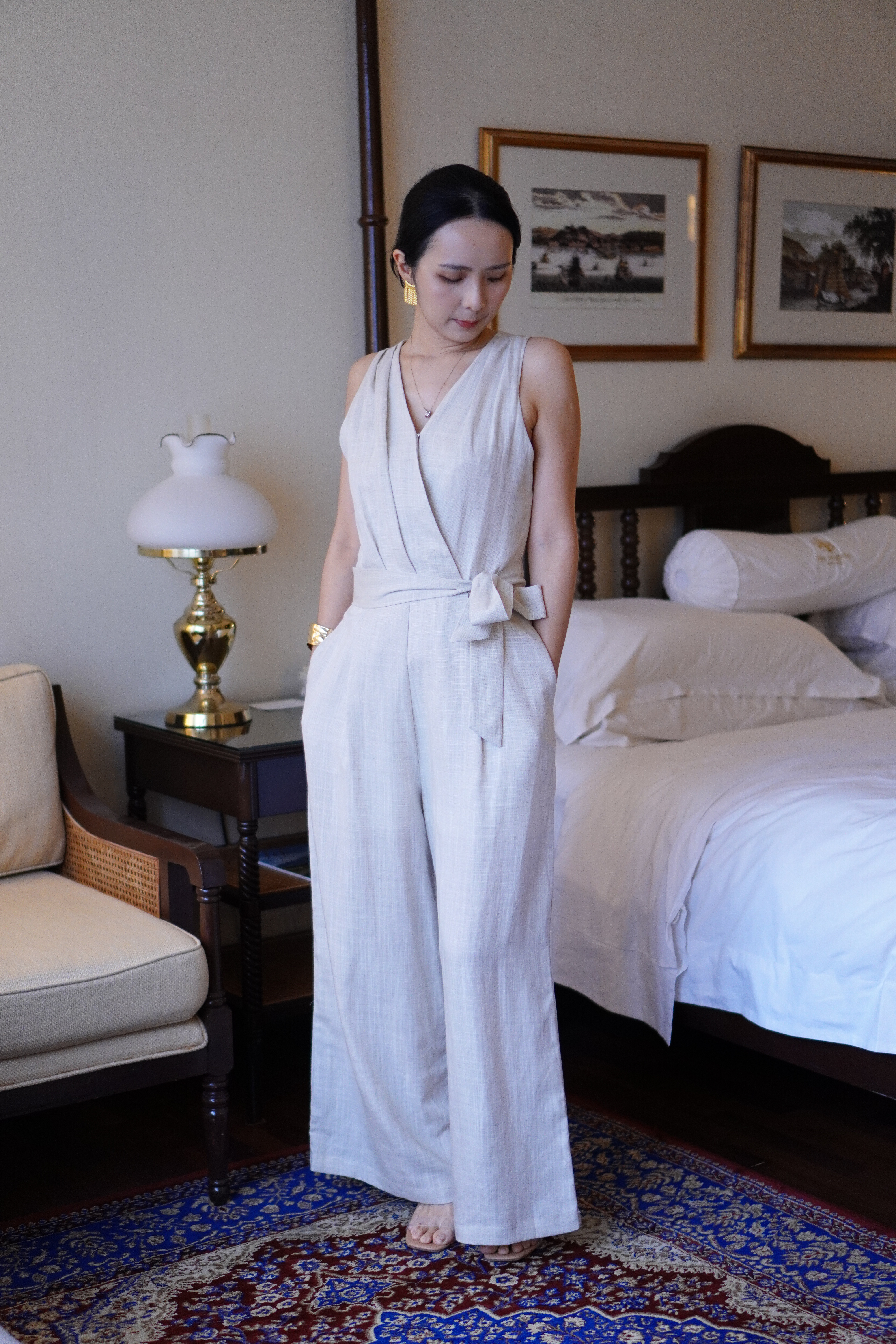 亚麻阔腿连体裤 Linen Jumpsuits