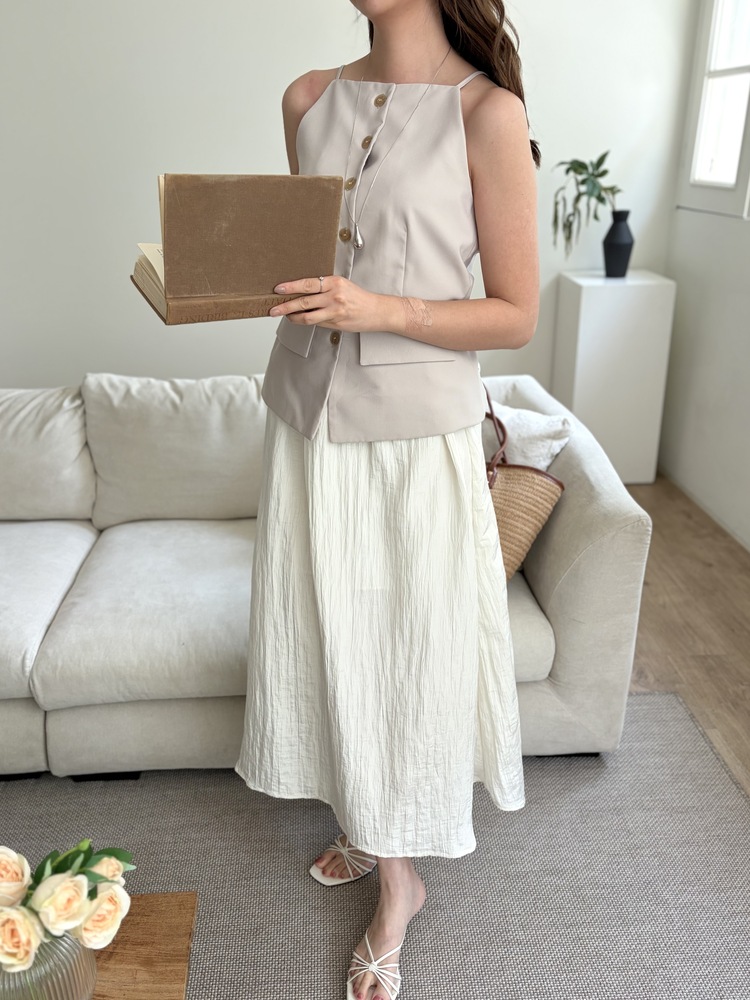 French Muse Vest Dress (Beige)