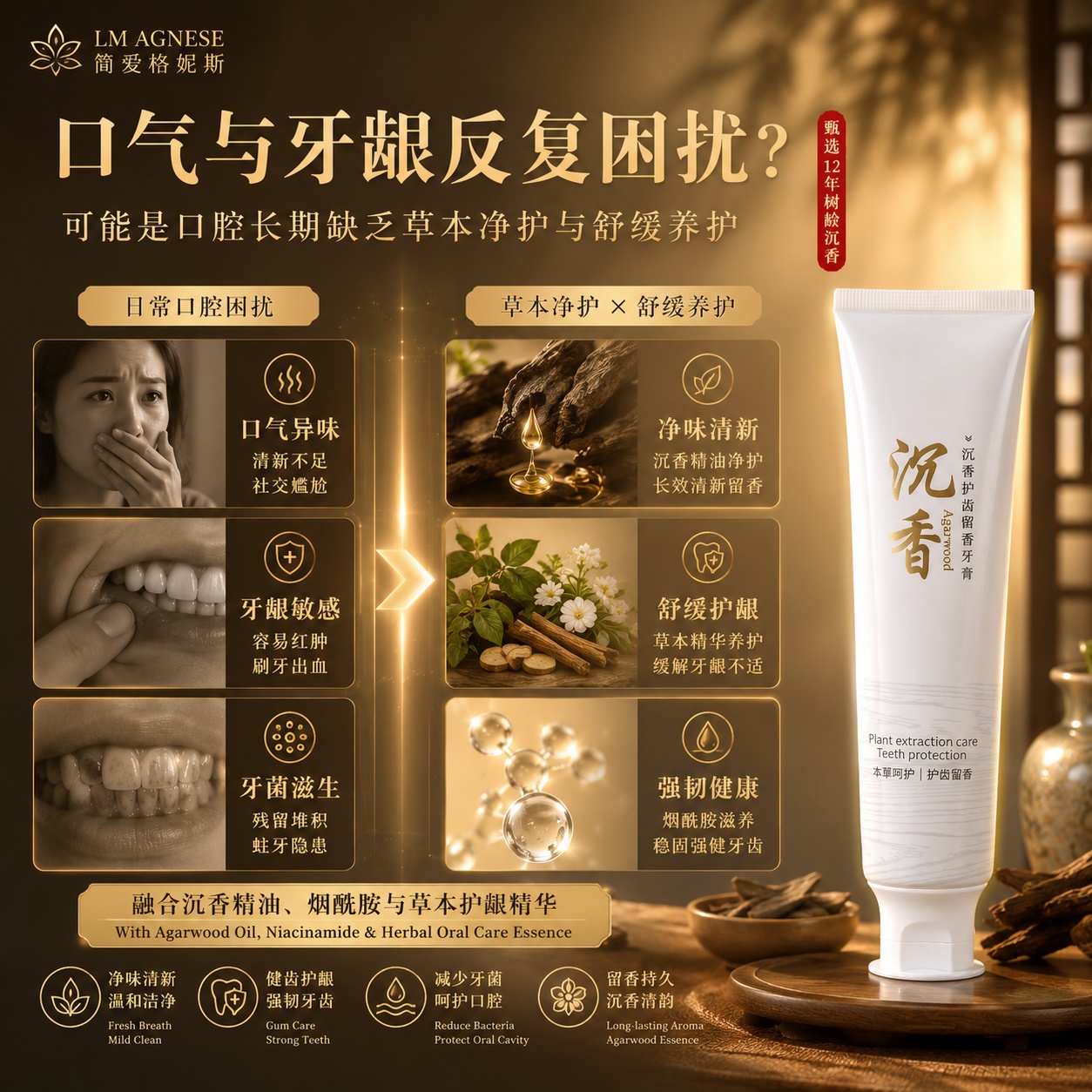 沉香牙膏 Agarwood Teeth Protection 100g