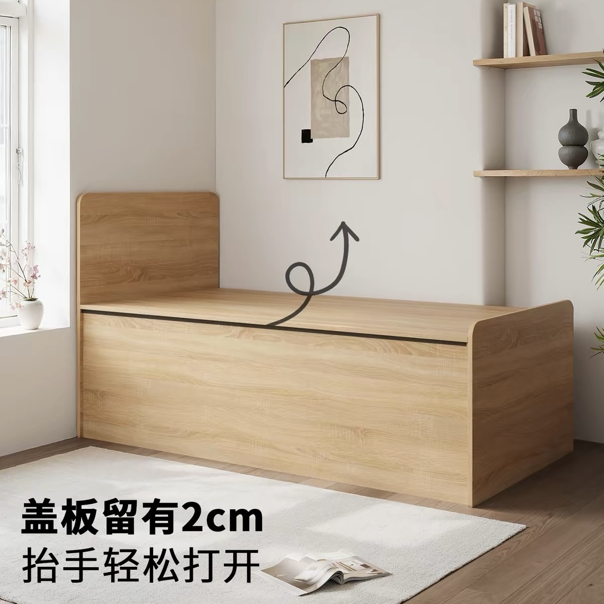 小戶型工人房兒童半高床 液壓氣撐單人床連儲物收納衣櫃 bed