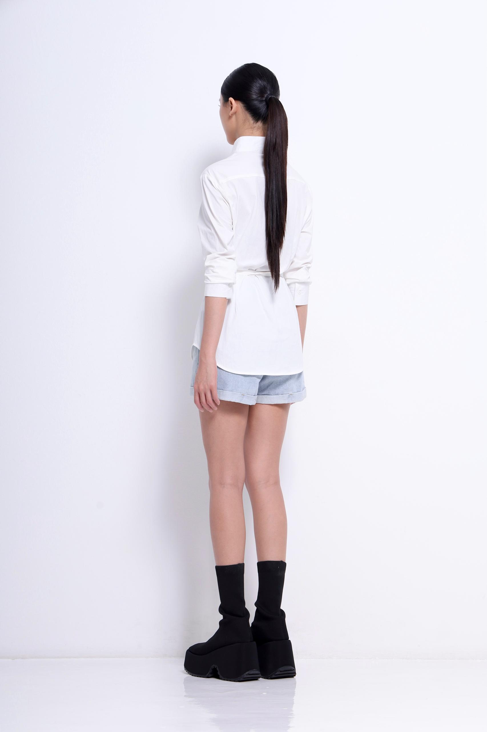 CB2715 LONG FITTED COLLARED SHIRT BLOUSE