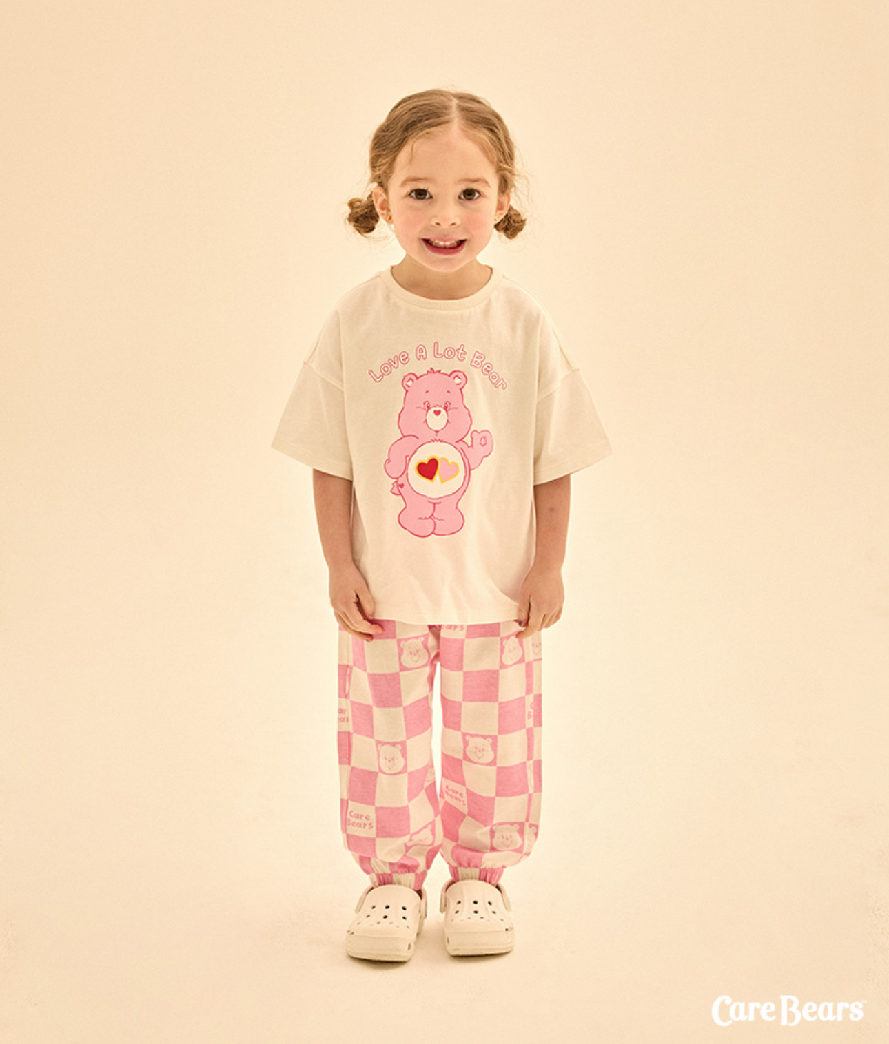 ☀️預訂 韓國直送☀️🇰🇷正版Care Bears兩色暴躁愛心小熊印花棋盤格紋上下套裝