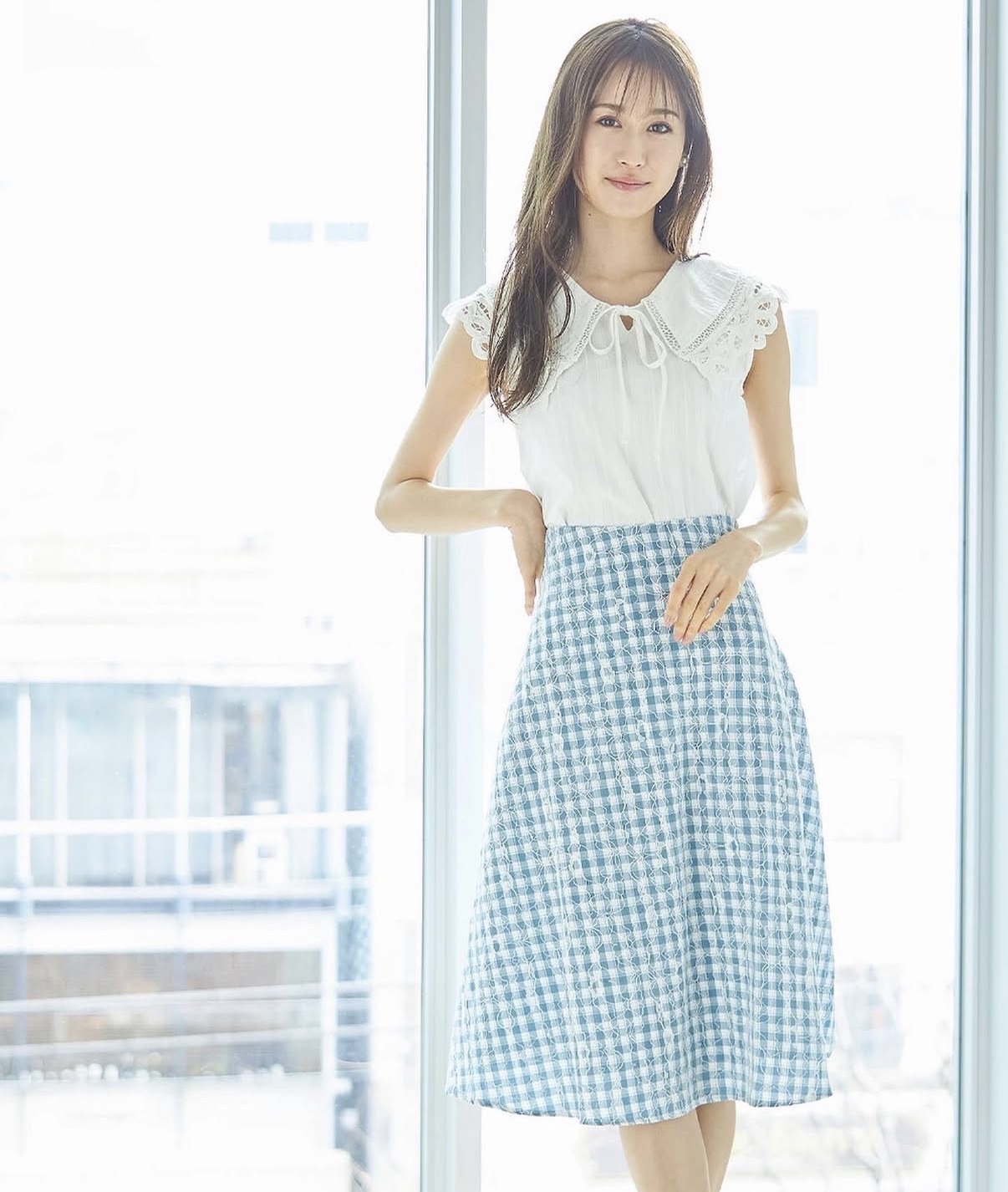 日本直送 Lace 格子修腰傘裙
