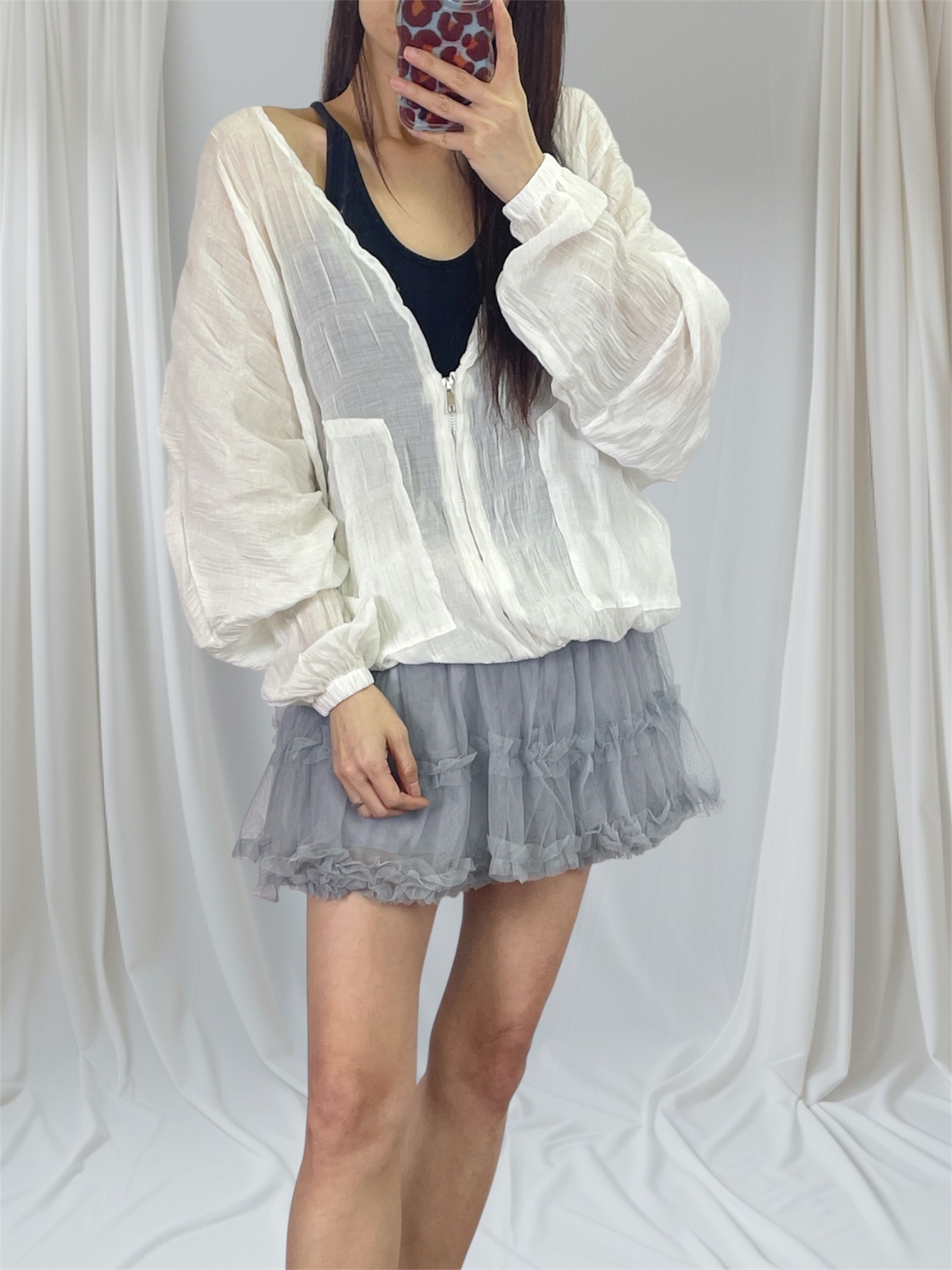 K5550 縐紋雪紡束腳外套