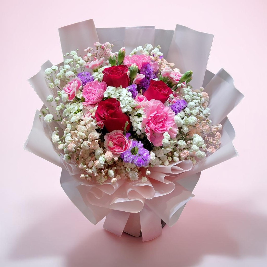   👉🏻鮮👈🏻深粉康乃馨丨紅玫瑰 3x3丨母親節小花束丨母親節花束