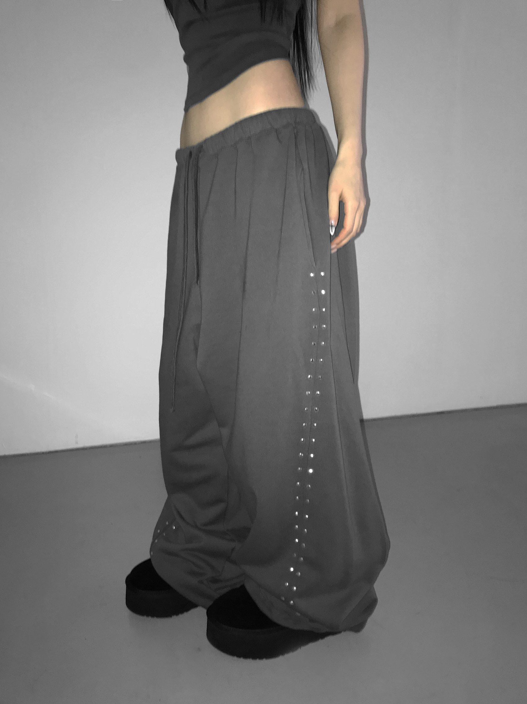Studded Wide-Leg Sweatpants