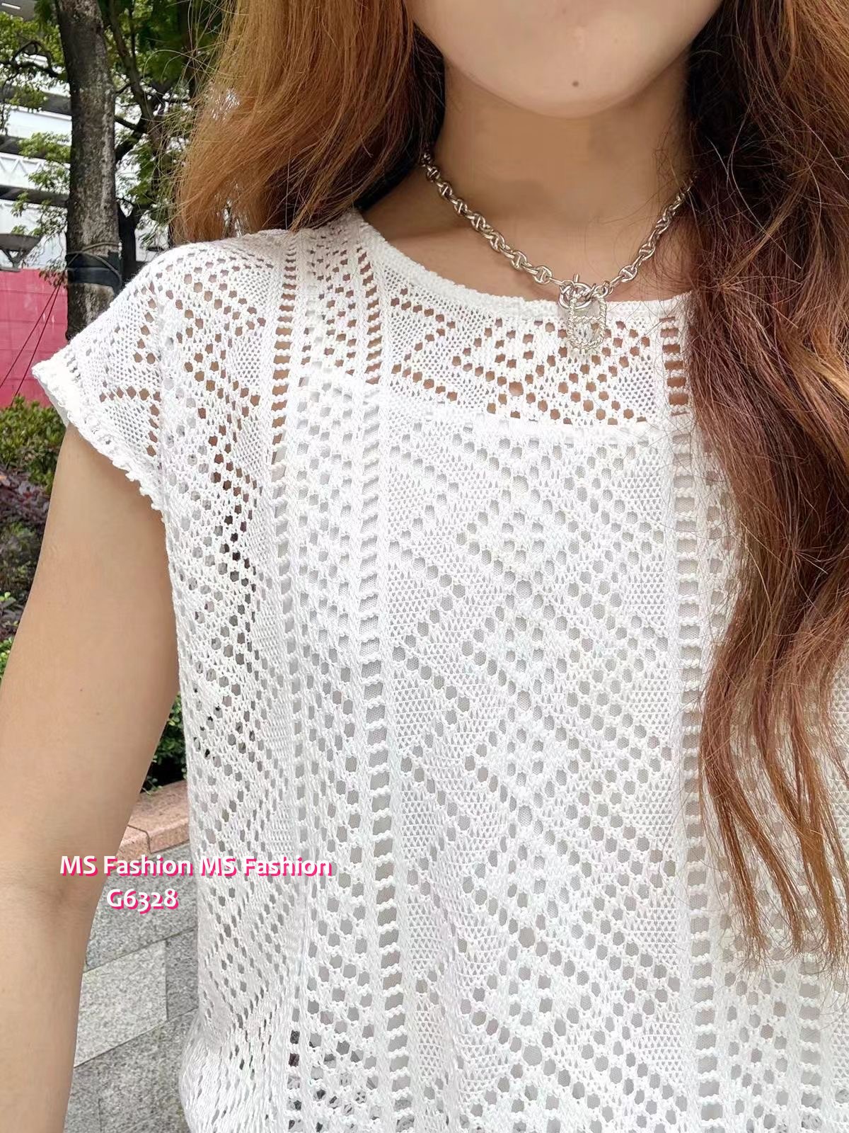 G6328 韓國🇰🇷通花拼彩格連身裙