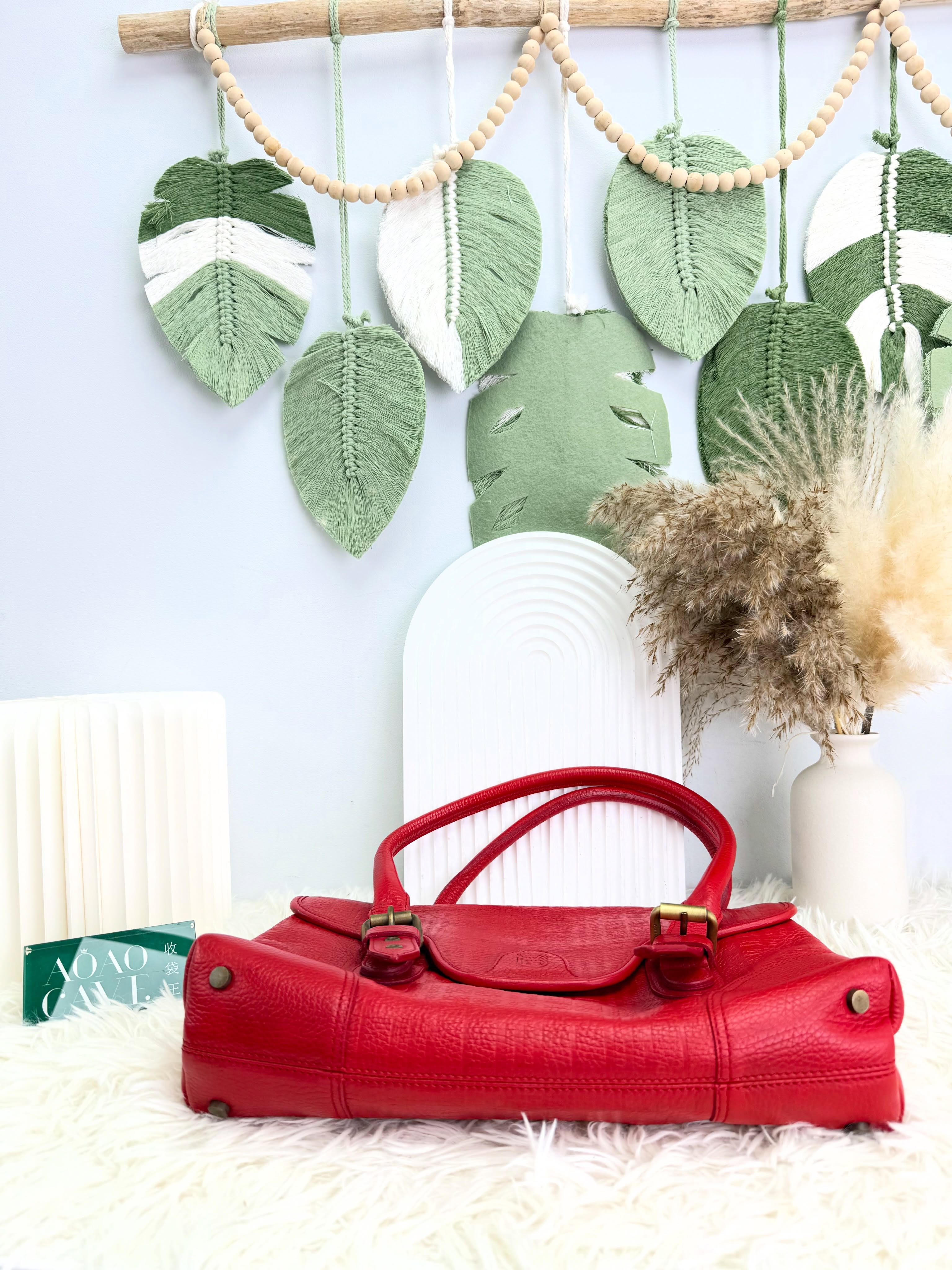 Burberry 👜 PRE OWNED 🛍️紅色中古Knight Bag❣️