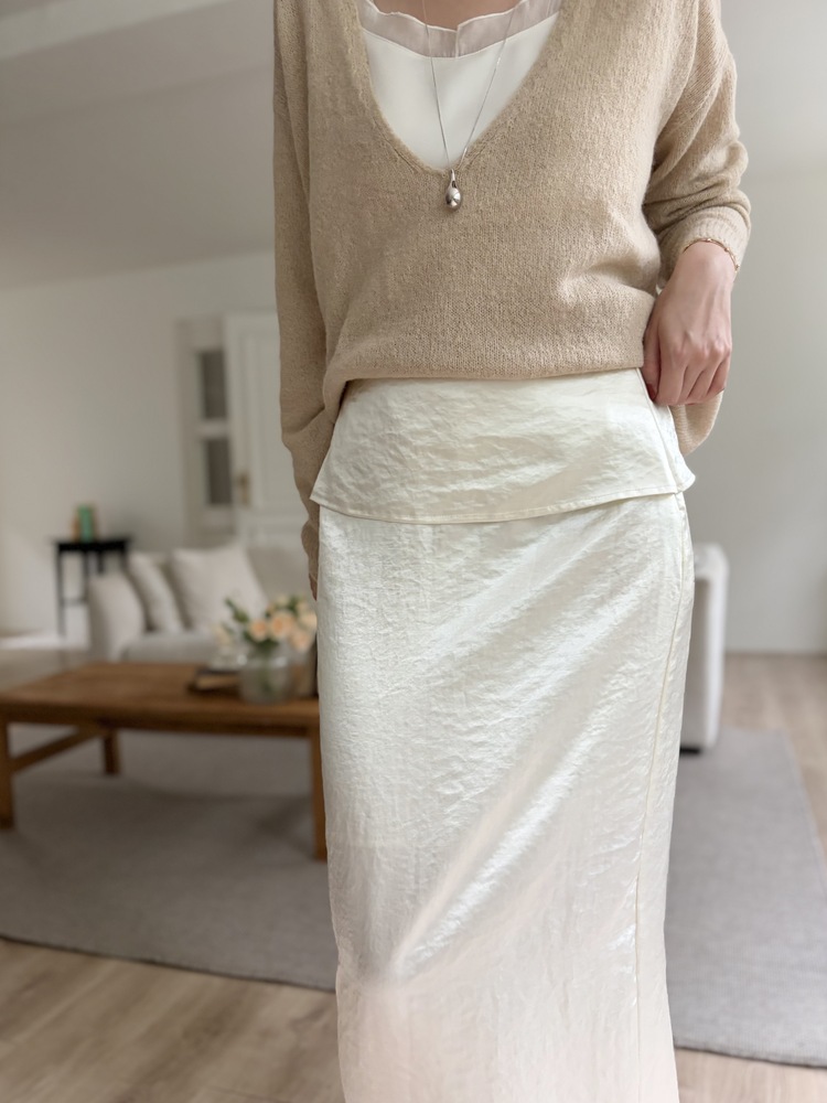 Layering Satin Skirt (Cream)