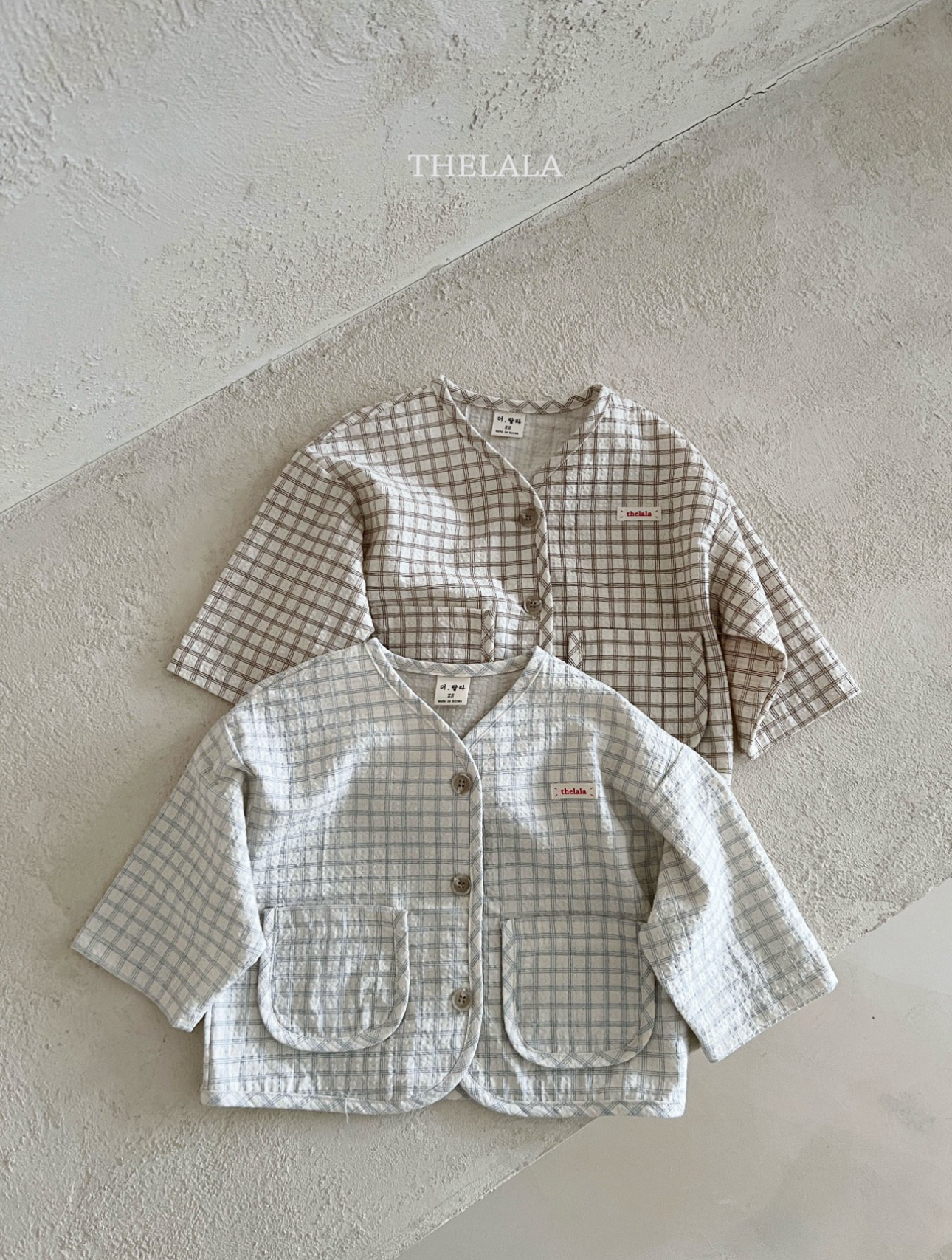 🌸預訂 韓國直送🌸🇰🇷THELALA兩色標籤格紋口袋開襟外套