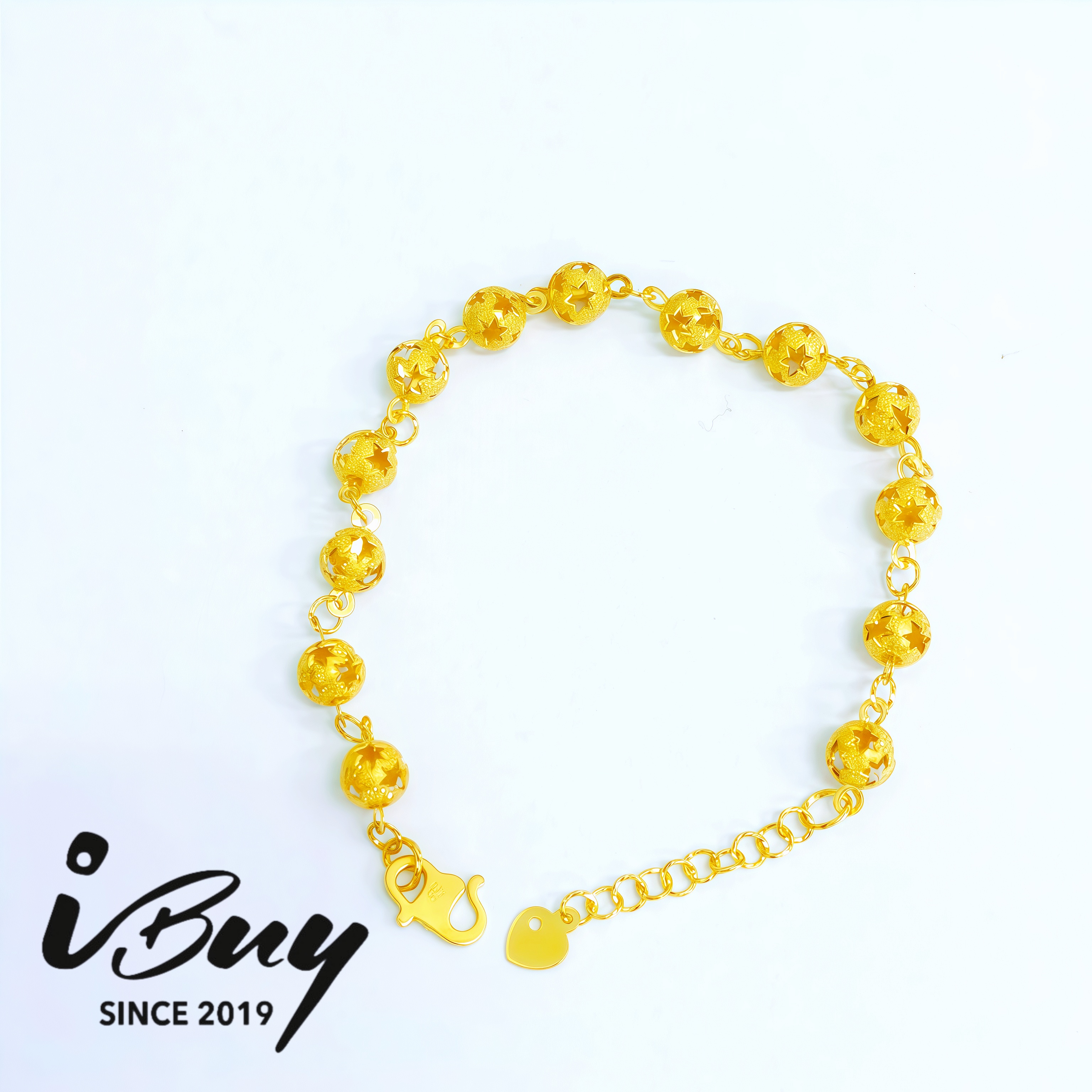 916 GOLD 5.8MM GYPSOPHILLA BEAD BRACELET 916 金 5.8MM星纹珠手链
